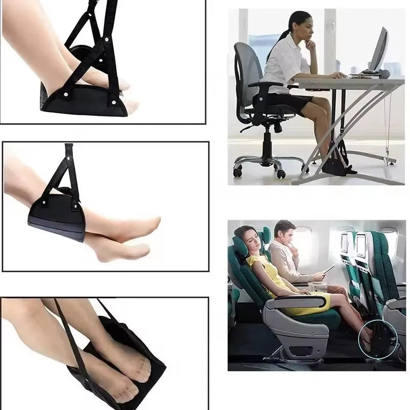 Portable Adjustable Leg Hammock with Comfortable Foot Support for Airplane Office and Car Travel Outdoor Furniture Use