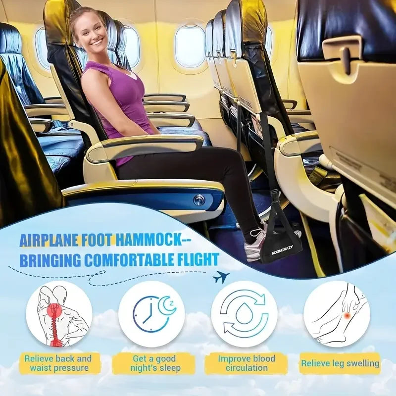 Portable Adjustable Leg Hammock with Comfortable Foot Support for Airplane Office and Car Travel Outdoor Furniture Use